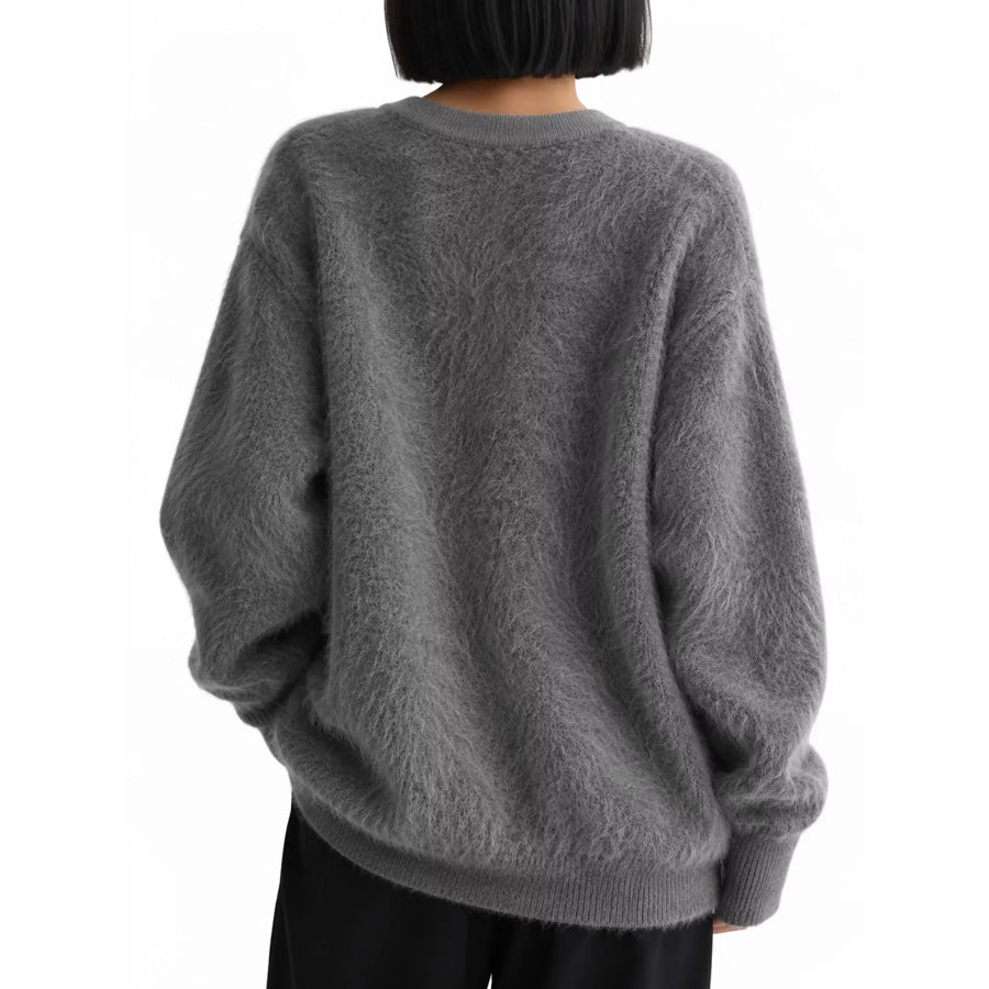 Fuzzy V-Neck Button-Down Cardigan Apparel and Accessories