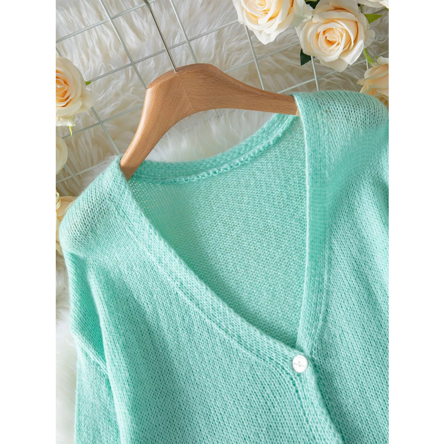 Fuzzy V-Neck Button-Down Cardigan Apparel and Accessories