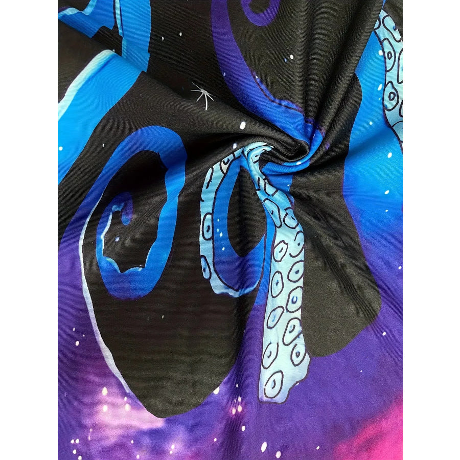 Galaxy Print Flare Pants Apparel and Accessories