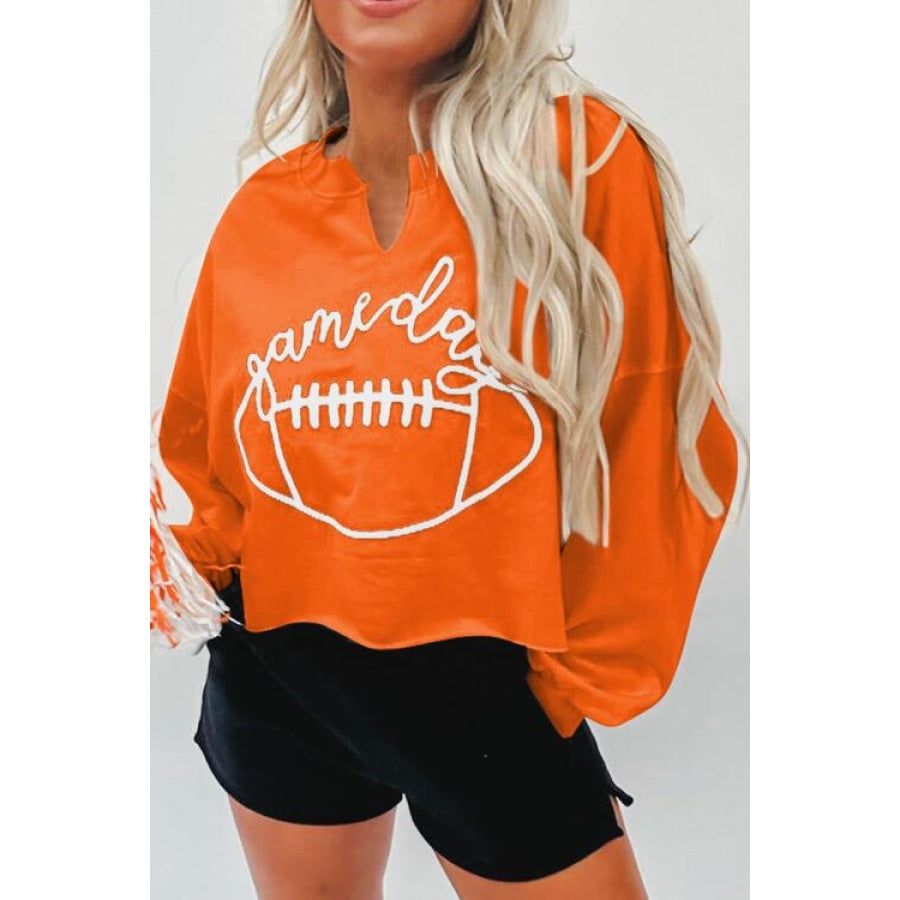 GAME DAY Ball Graphic Notched Sweatshirt Orange / S