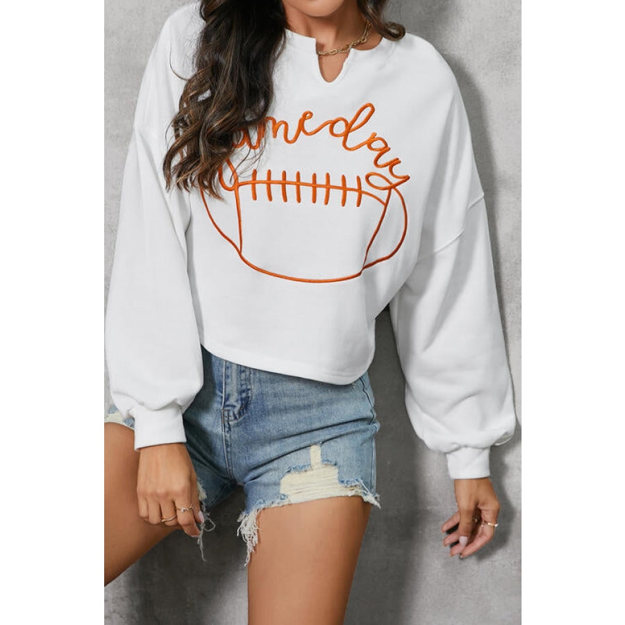 GAME DAY Ball Graphic Notched Sweatshirt