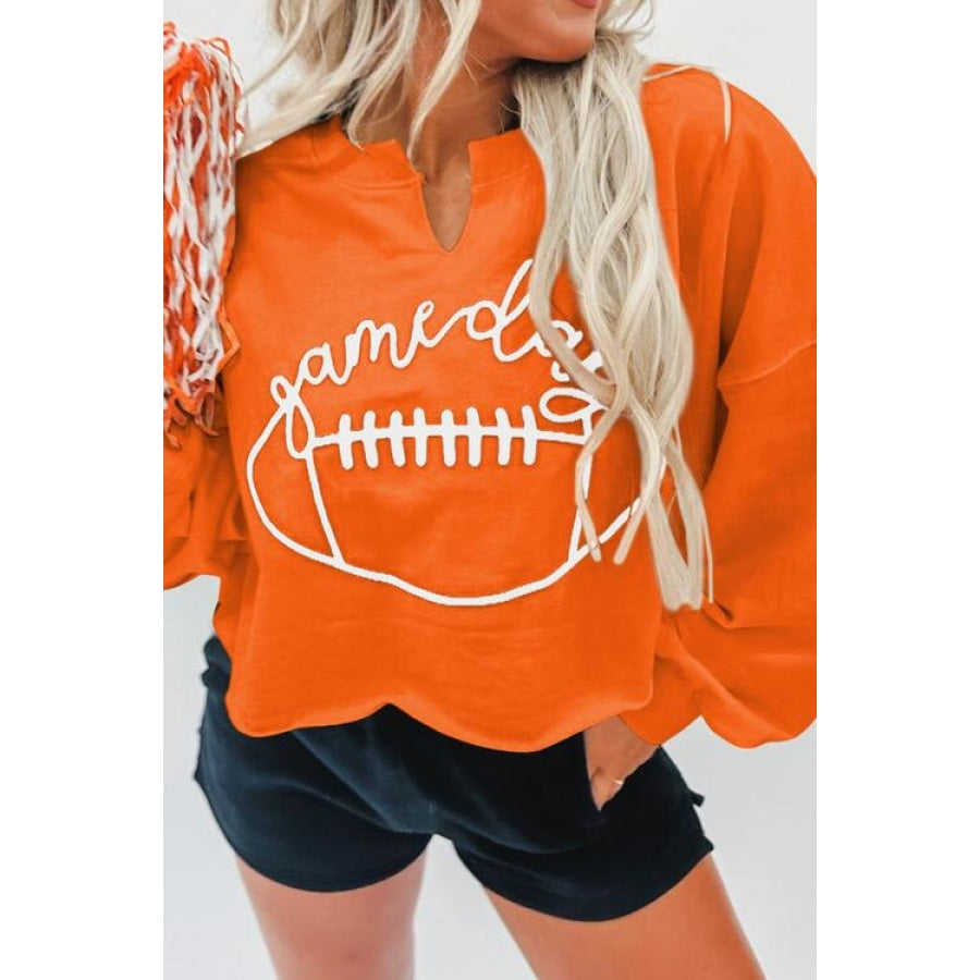 GAME DAY Ball Graphic Notched Sweatshirt