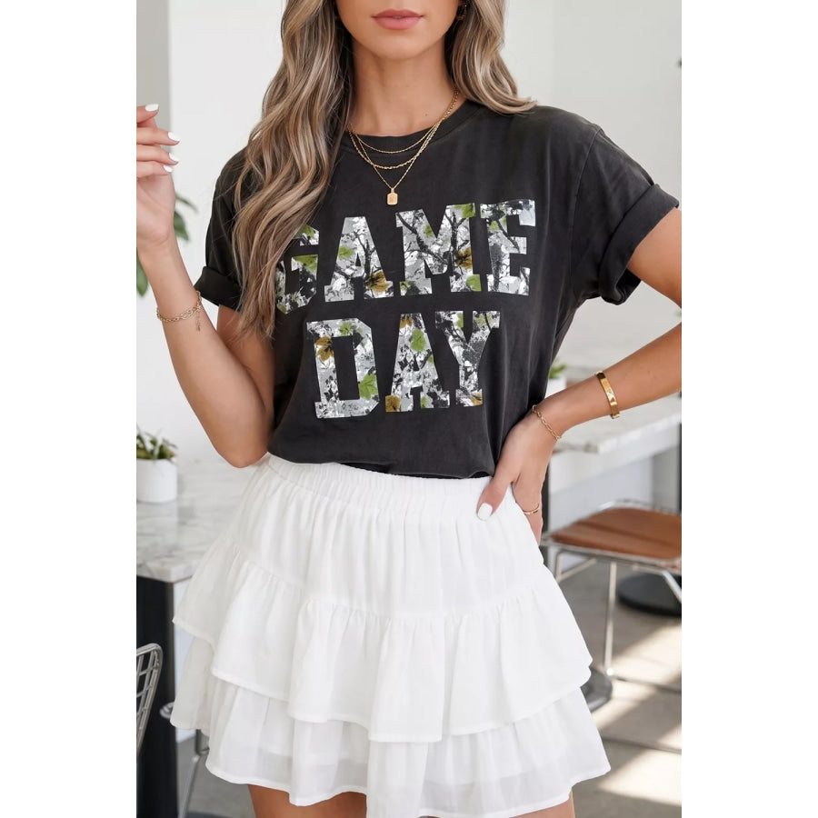 Game Day Camo Print Tee Short Sleeve Casual T-Shirt Apparel and Accessories