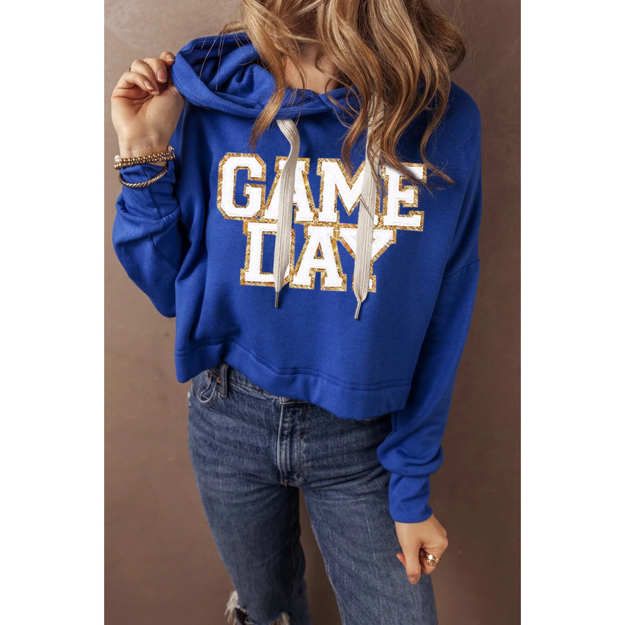 GAME DAY Drawstring Long Sleeve Hoodie Apparel and Accessories