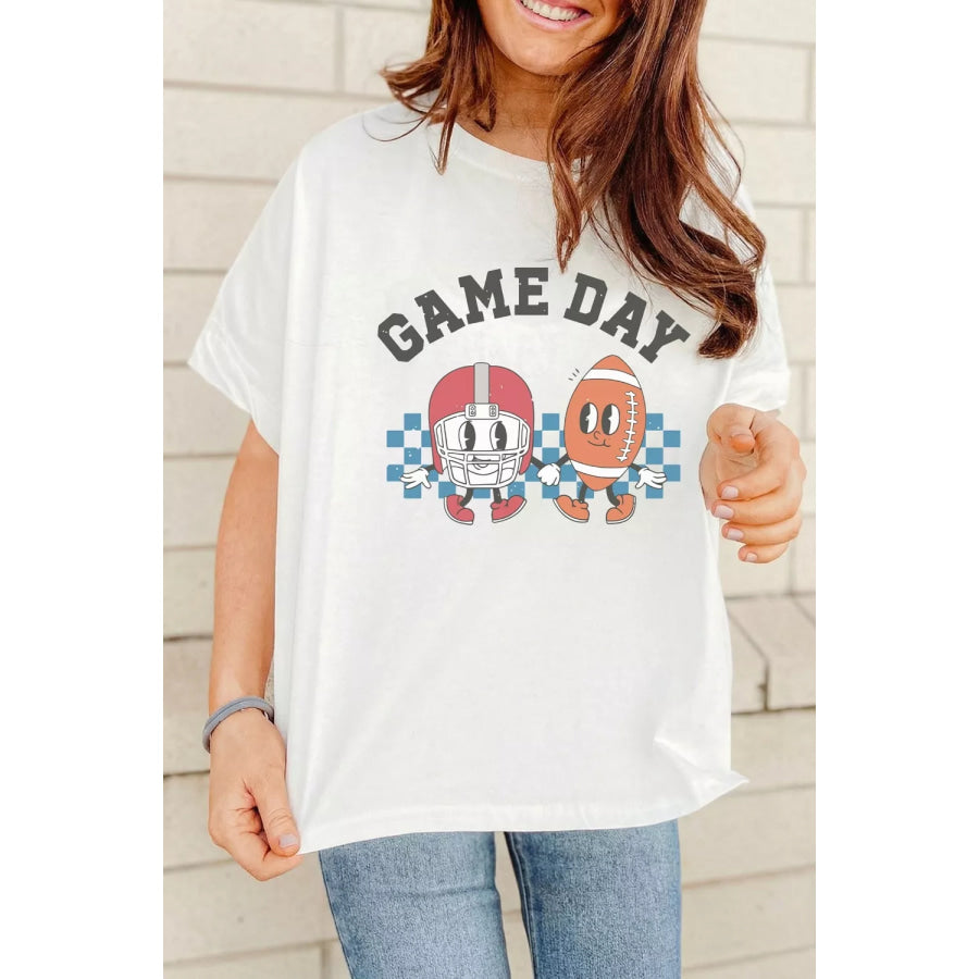 Game Day Football Graphic Casual Loose T Shirt Apparel and Accessories