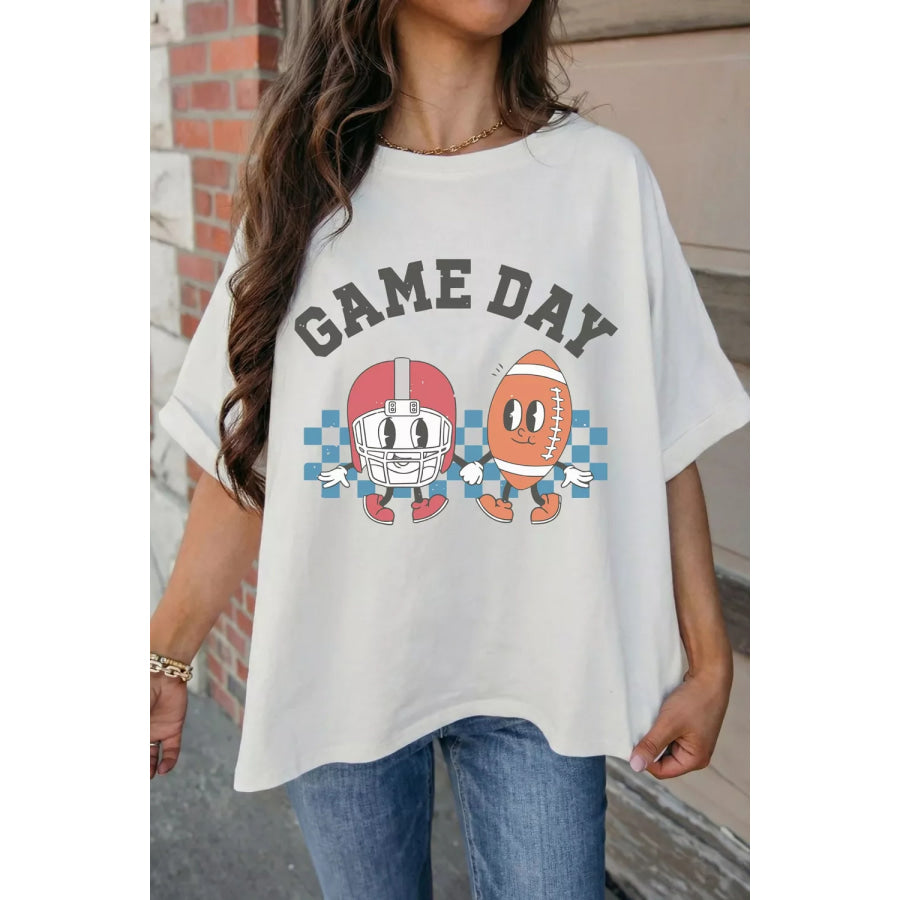 Game Day Football Graphic Casual Loose T Shirt Apparel and Accessories