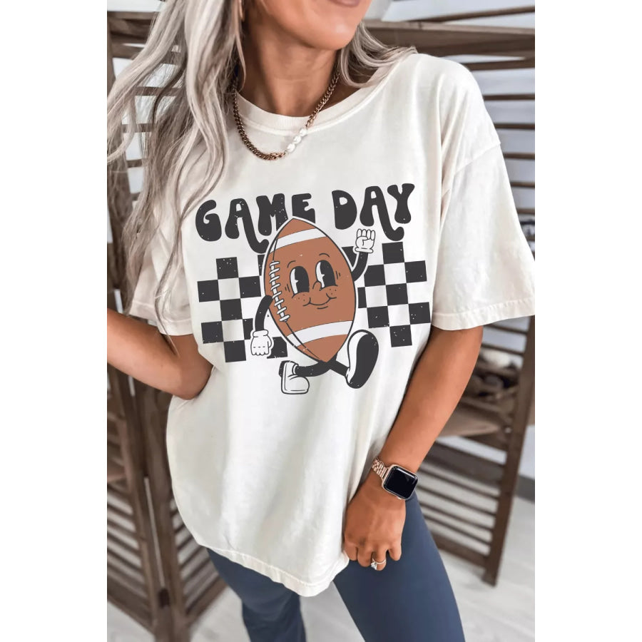 Game Day Football Graphic T-Shirt White / S Apparel and Accessories