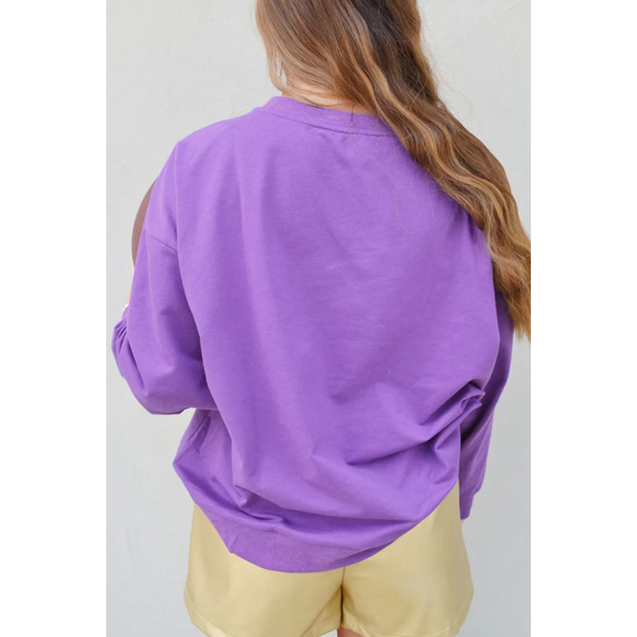 GAME DAY Football Long Sleeve Sweatshirt Lavender / S Apparel and Accessories