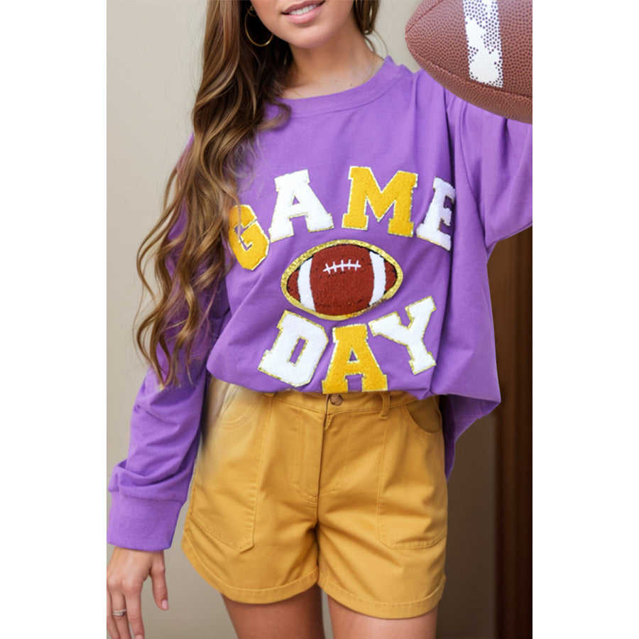 GAME DAY Football Long Sleeve Sweatshirt Lavender / S Apparel and Accessories