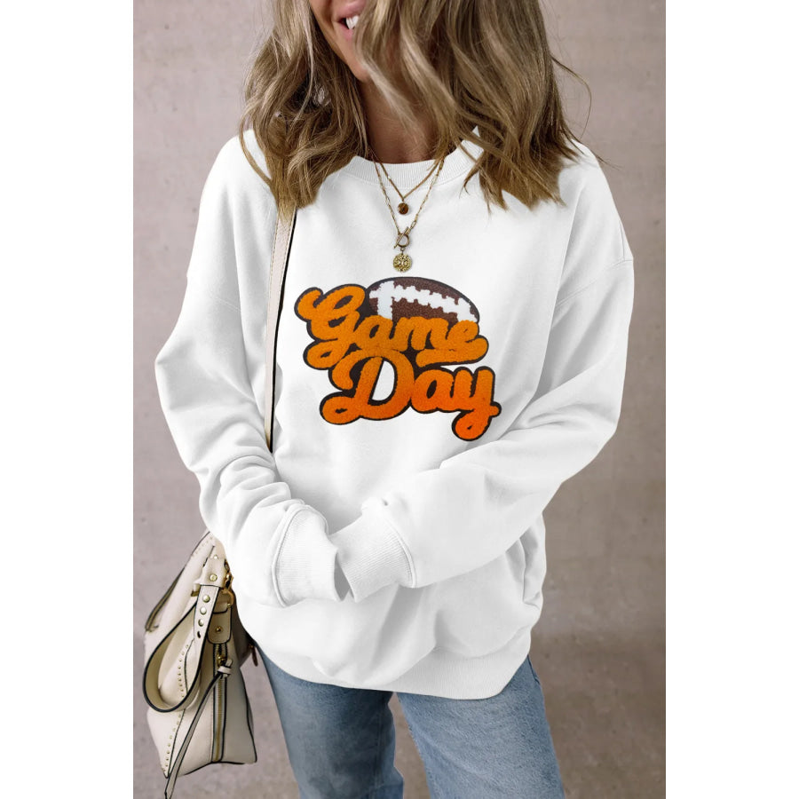 GAME DAY Football Round Neck Long Sleeve Sweatshirt Apparel and Accessories