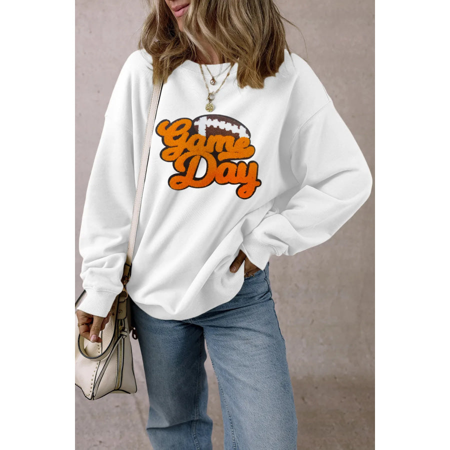 GAME DAY Football Round Neck Long Sleeve Sweatshirt Apparel and Accessories