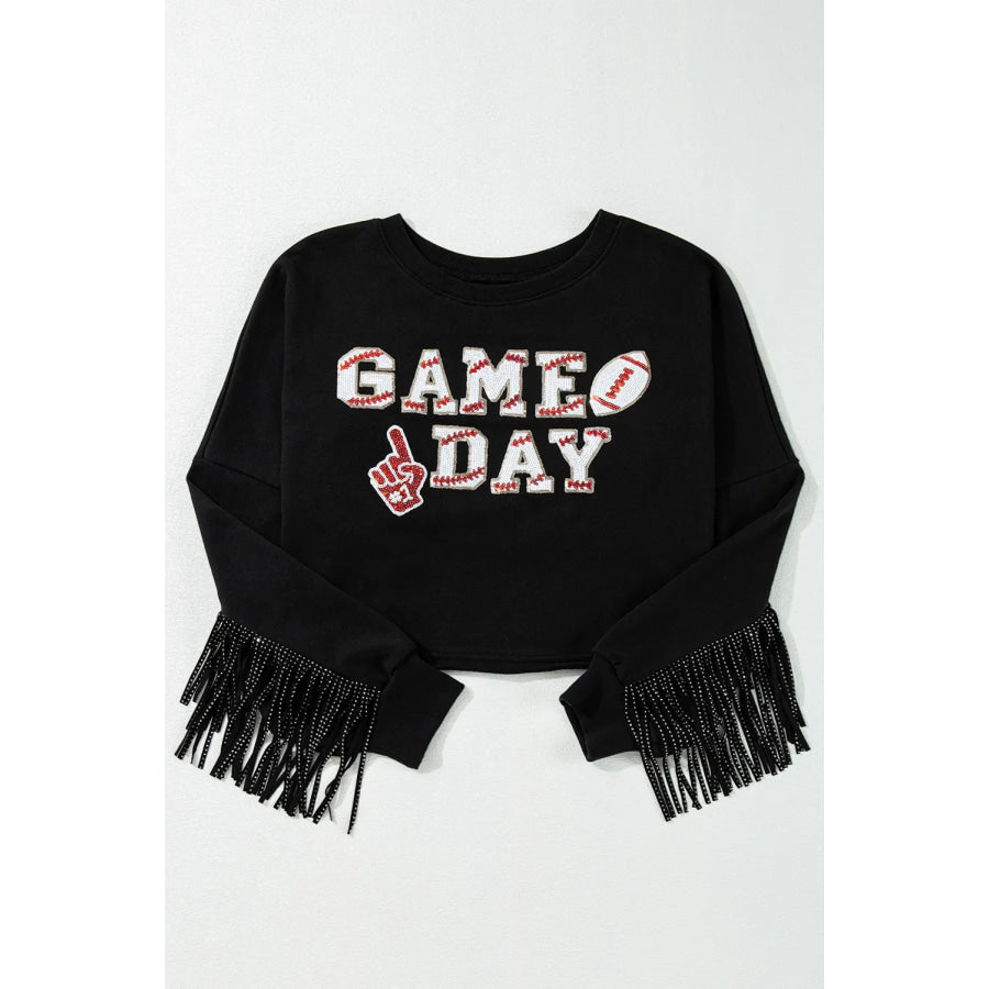 GAME DAY Fringe Long Sleeve Sweatshirt Apparel and Accessories