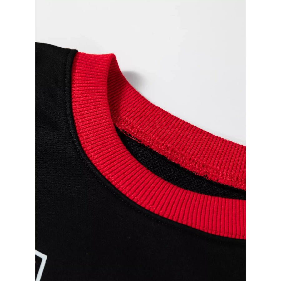 GAME DAY Letter Graphic Varsity Striped Detail Baggy Sweatshirt Apparel and Accessories