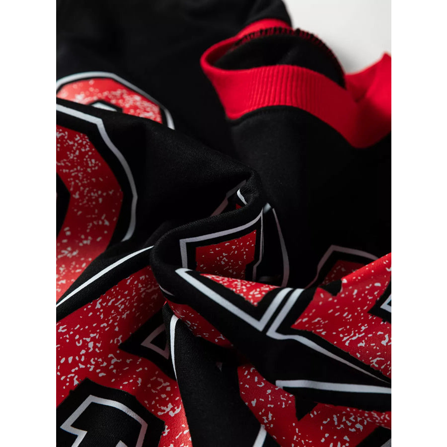 GAME DAY Letter Graphic Varsity Striped Detail Baggy Sweatshirt Apparel and Accessories