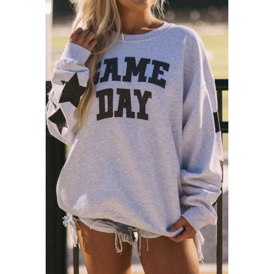 GAME DAY Long Sleeve Round Neck Sweatshirt White / S Shirts &amp; Tops