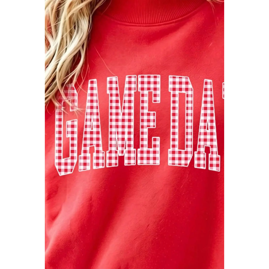 Game Day Plaid Sleeve Mock Neck Sweatshirt Apparel and Accessories