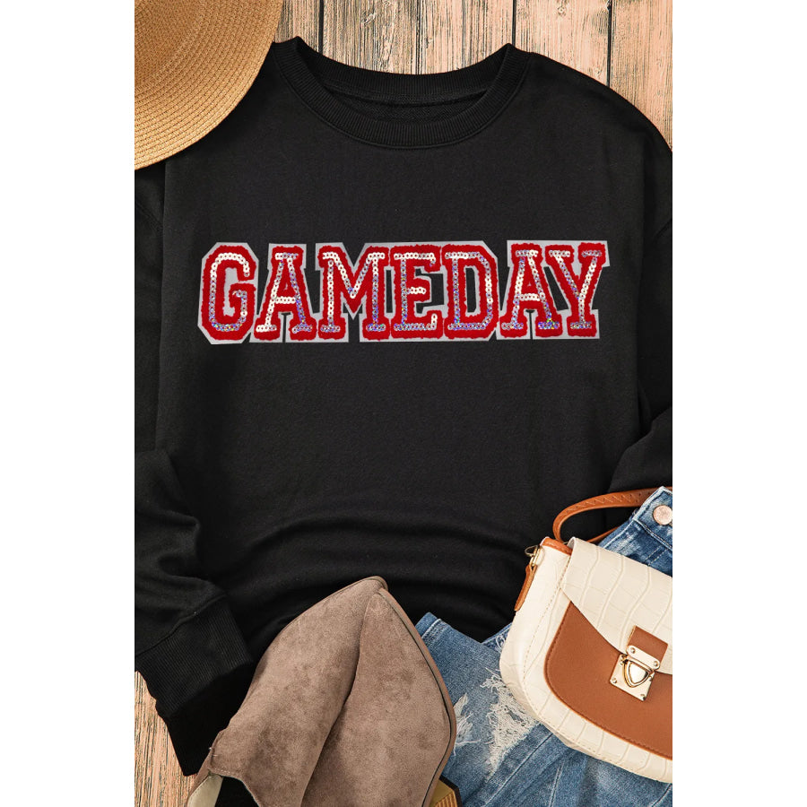 GAME DAY Round Neck Long Sleeve Sweatshirt Apparel and Accessories