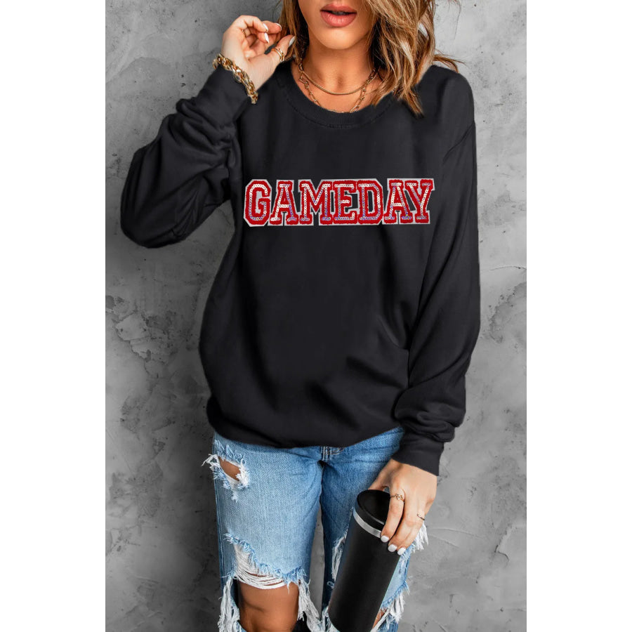 GAME DAY Round Neck Long Sleeve Sweatshirt Apparel and Accessories