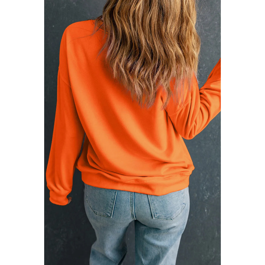 GAME DAY Round Neck Long Sleeve Sweatshirt Orange / S Apparel and Accessories