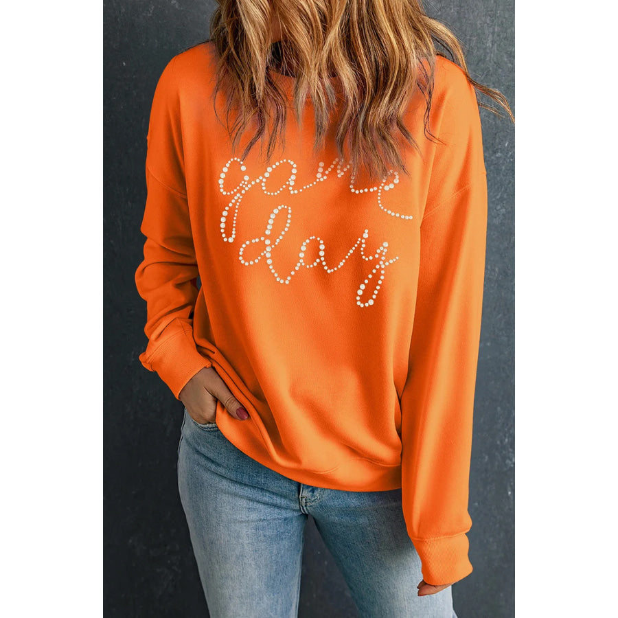 GAME DAY Round Neck Long Sleeve Sweatshirt Orange / S Apparel and Accessories