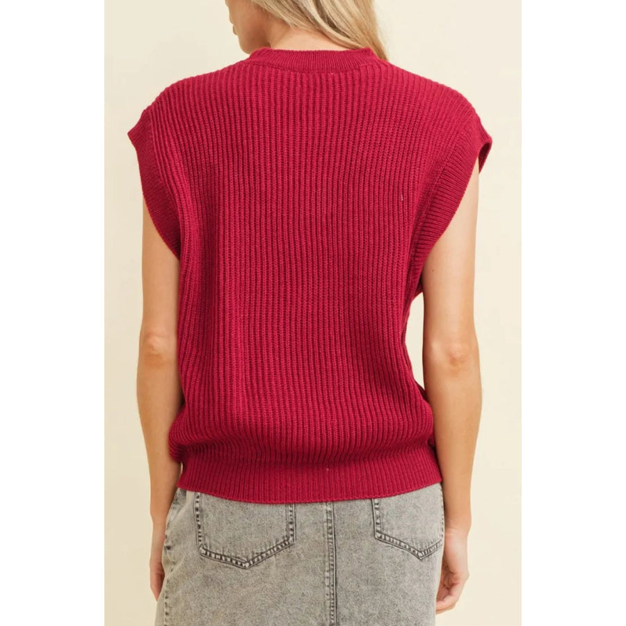 GAME DAY Round Neck Sweater Vest Burgundy / S Apparel and Accessories