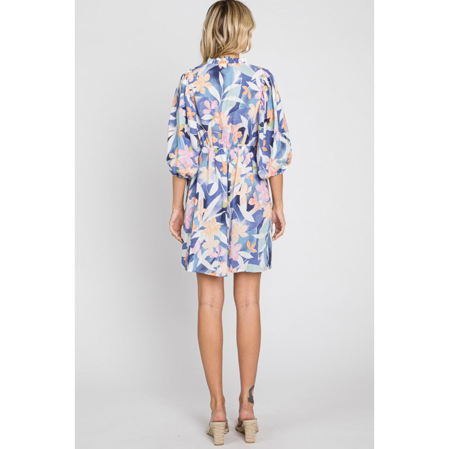 GeeGee Floral Print Mini Dress Apparel and Accessories