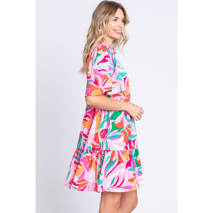 GeeGee Floral Ruffled Mini Dress Apparel and Accessories