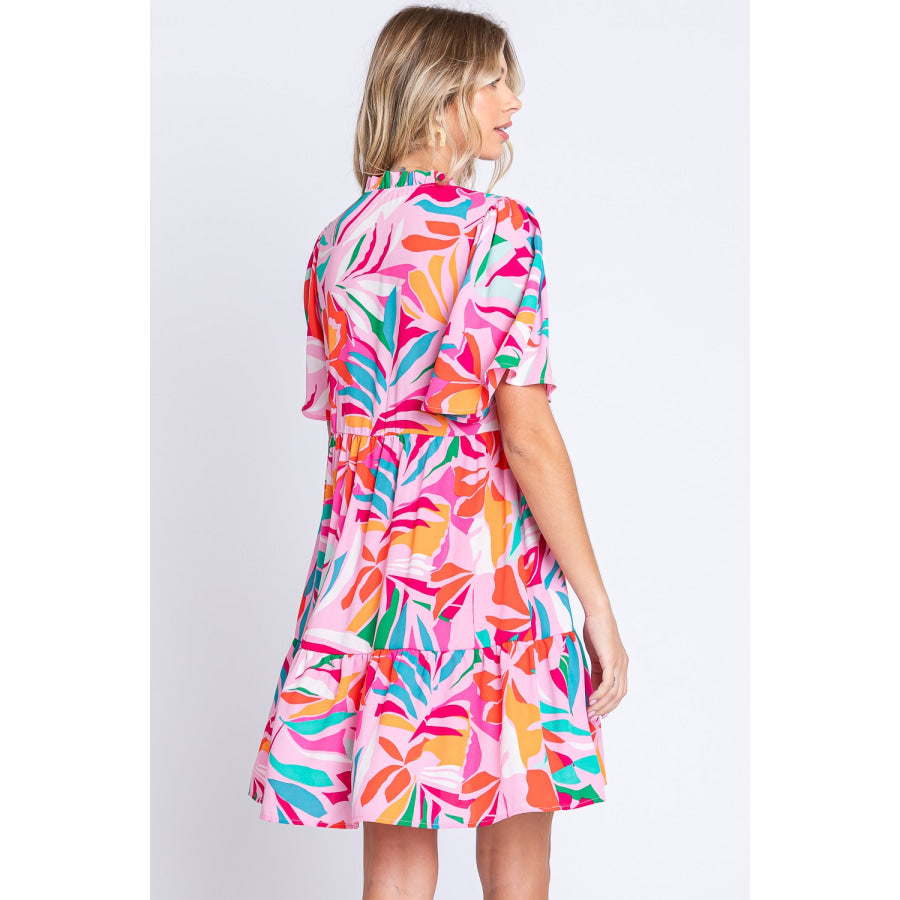 GeeGee Floral Ruffled Mini Dress Apparel and Accessories