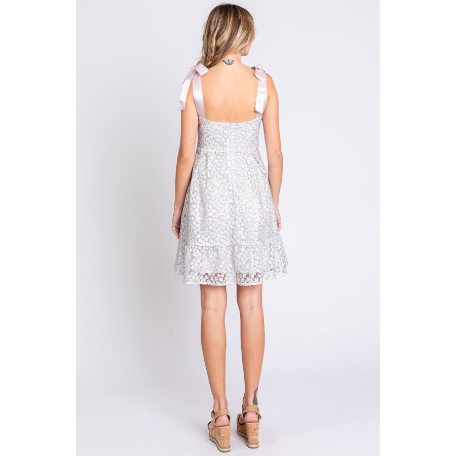 GeeGee Mesh Floral Embroidered Sleeveless Dress Apparel and Accessories