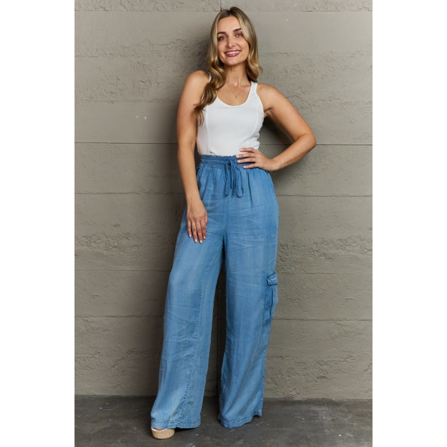 Sandee Rain Boutique - GeeGee Out Of Site Full Size Denim Cargo