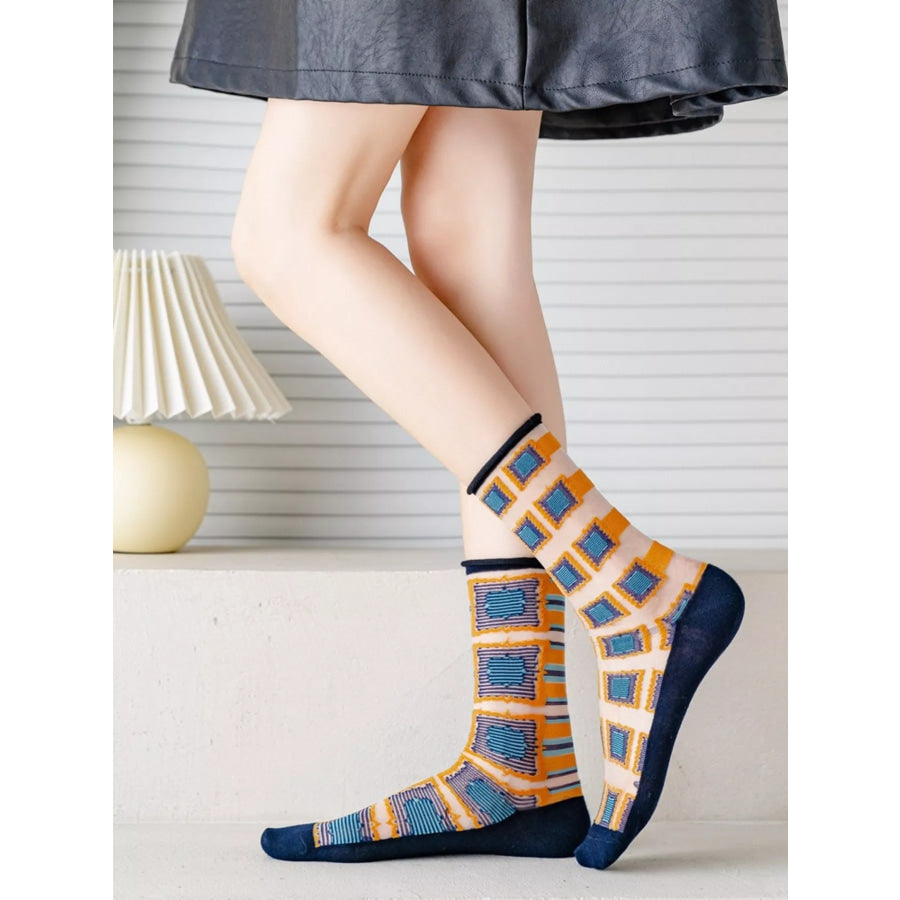 Geometric Abstract Print Socks Apparel and Accessories