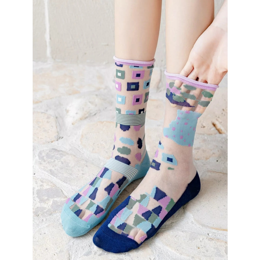 Geometric Abstract Print Socks Apparel and Accessories
