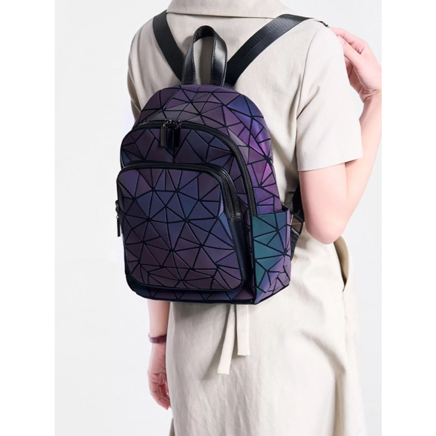 Geometric Adjustable Strap Backpack Bag Purple / onesize Apparel and Accessories