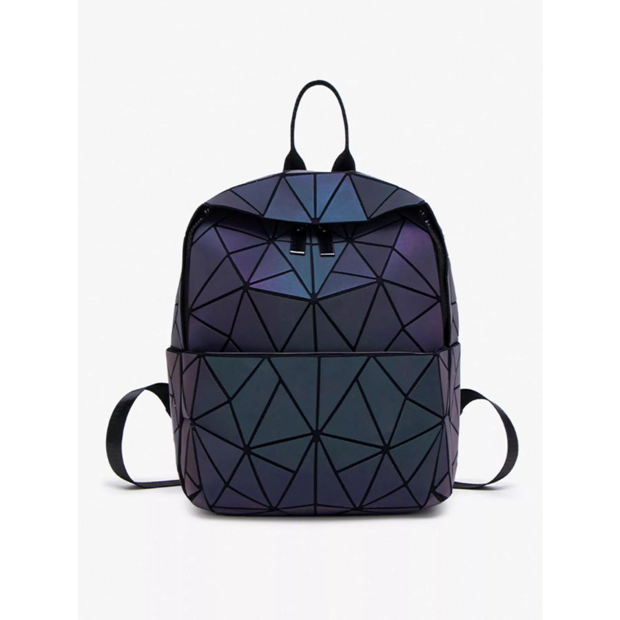 Geometric Adjustable Straps Backpack Bag Black Forest / One Size Apparel and Accessories