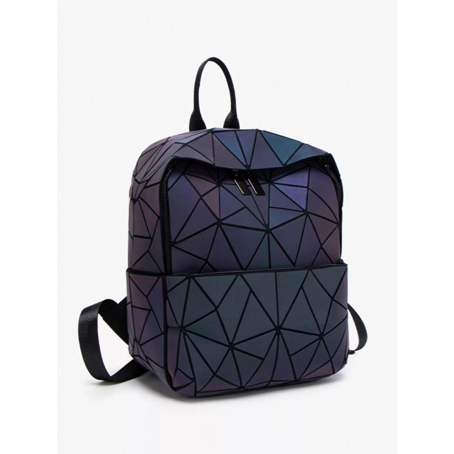 Geometric Adjustable Straps Backpack Bag Black Forest / One Size Apparel and Accessories