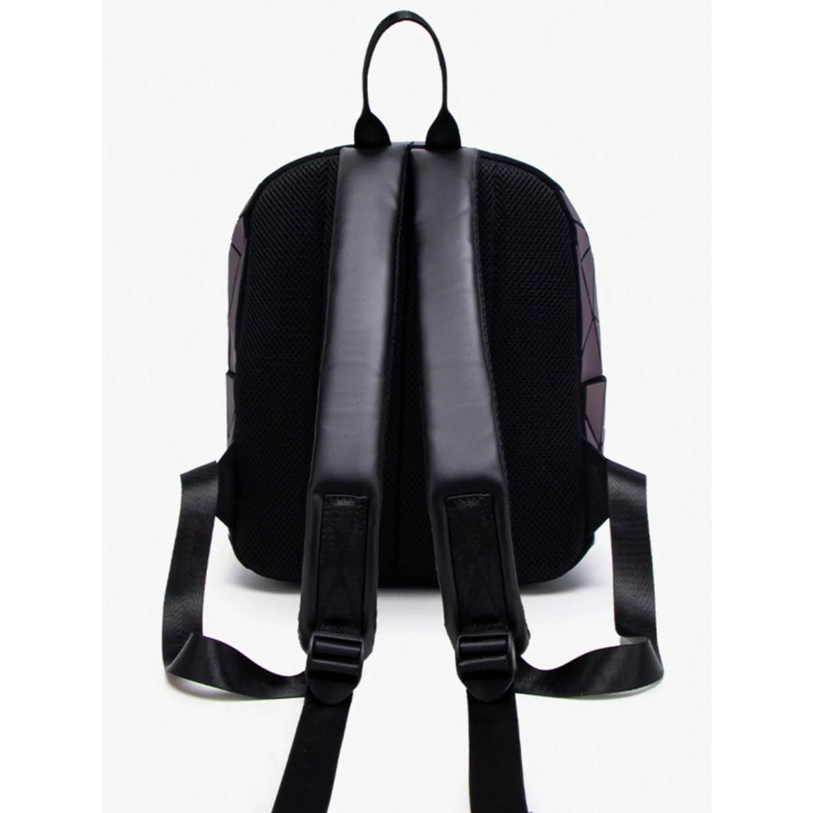 Geometric Adjustable Straps Backpack Bag Black Forest / One Size Apparel and Accessories