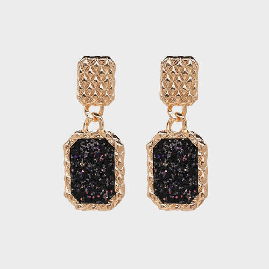 Geometric Alloy Dangle Earrings Black / One Size Earrings