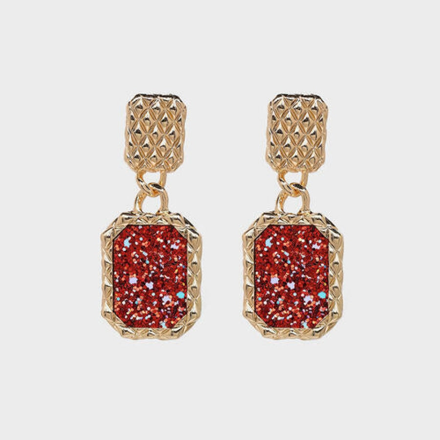 Geometric Alloy Dangle Earrings Deep Red / One Size Earrings