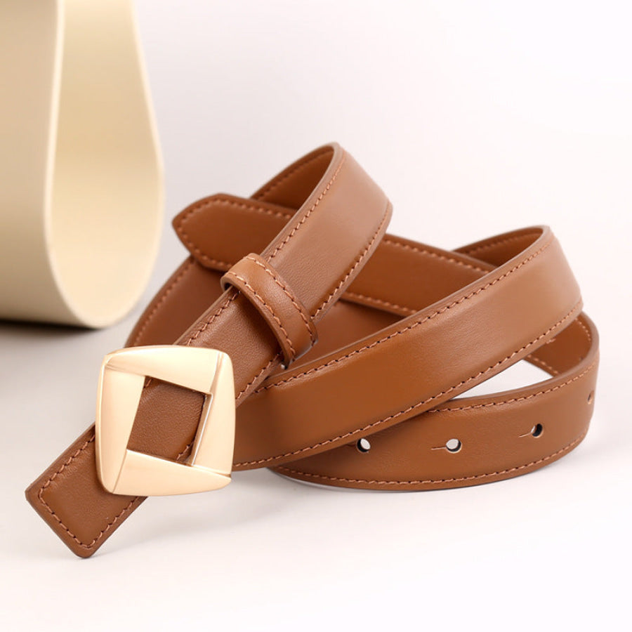 Geometric Buckle Belt Brown / One Size Apparel and Accessories