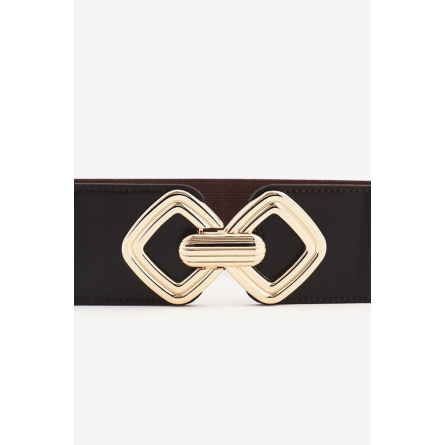 Geometric Buckle Elastic Wide Belt