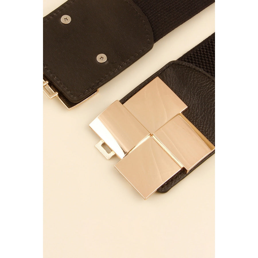 Geometric Buckle Elastic Wide Belt