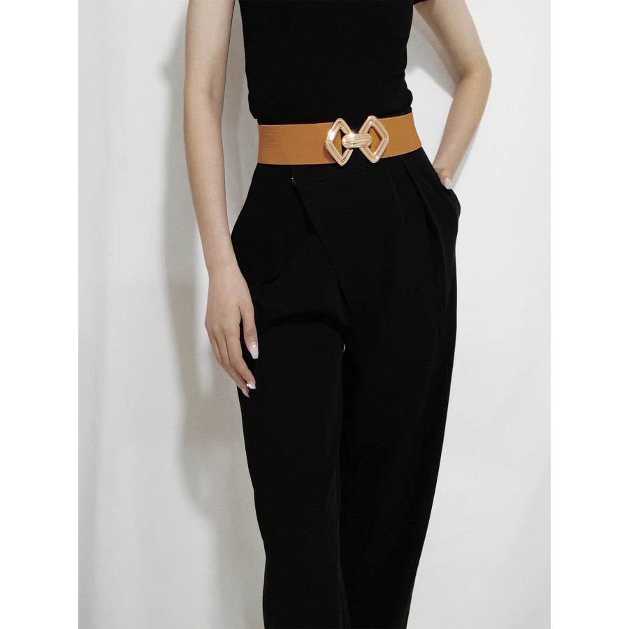 Geometric Buckle Elastic Wide Belt