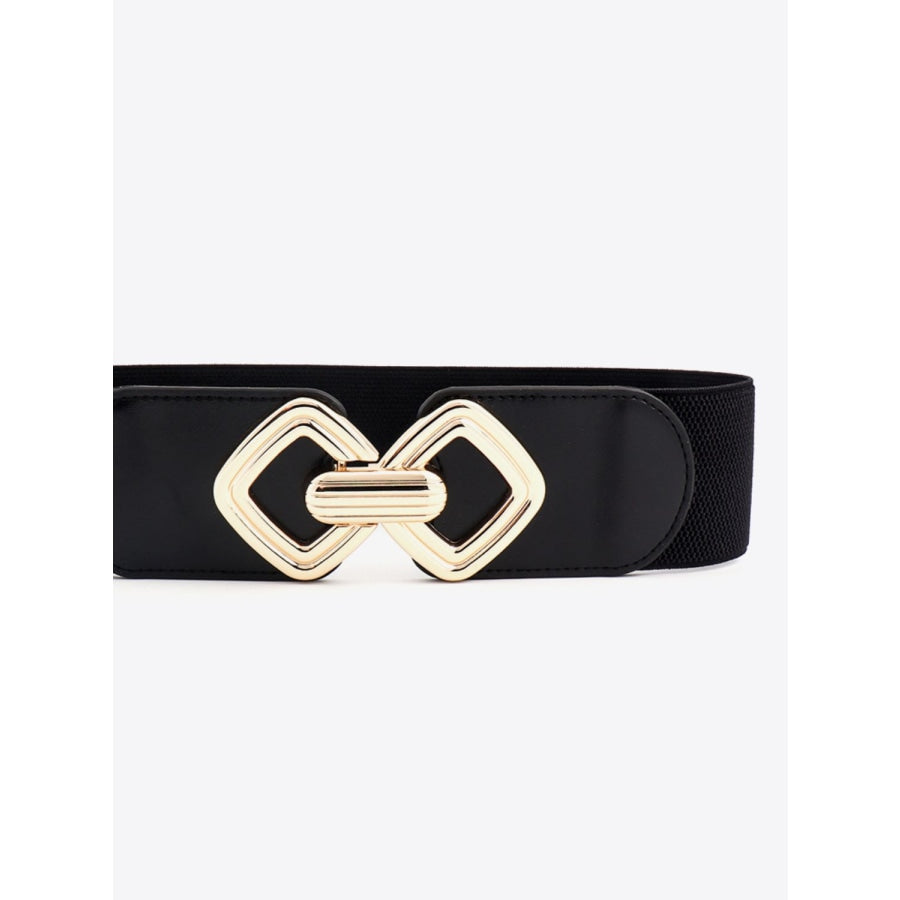 Geometric Buckle Elastic Wide Belt