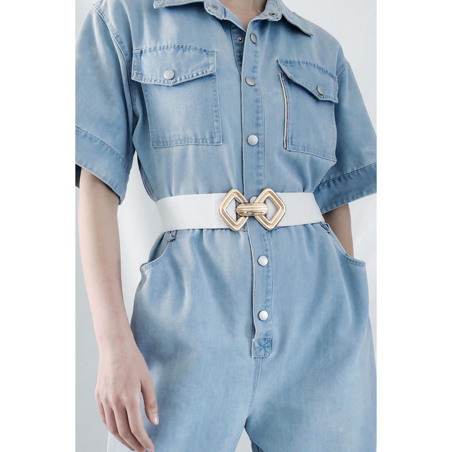 Geometric Buckle Elastic Wide Belt