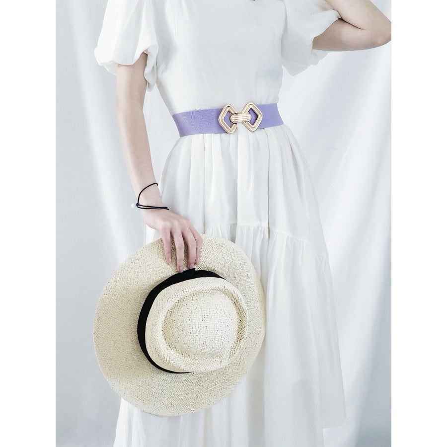 Geometric Buckle Elastic Wide Belt