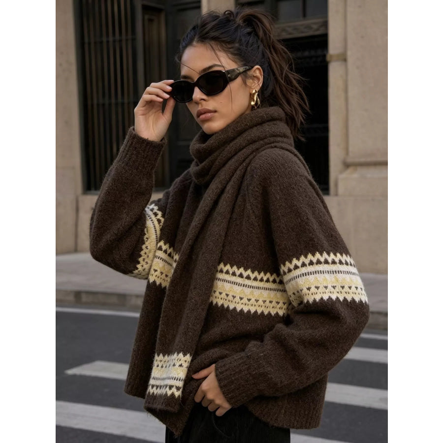 Geometric Button Down Knit Cardigan Apparel and Accessories