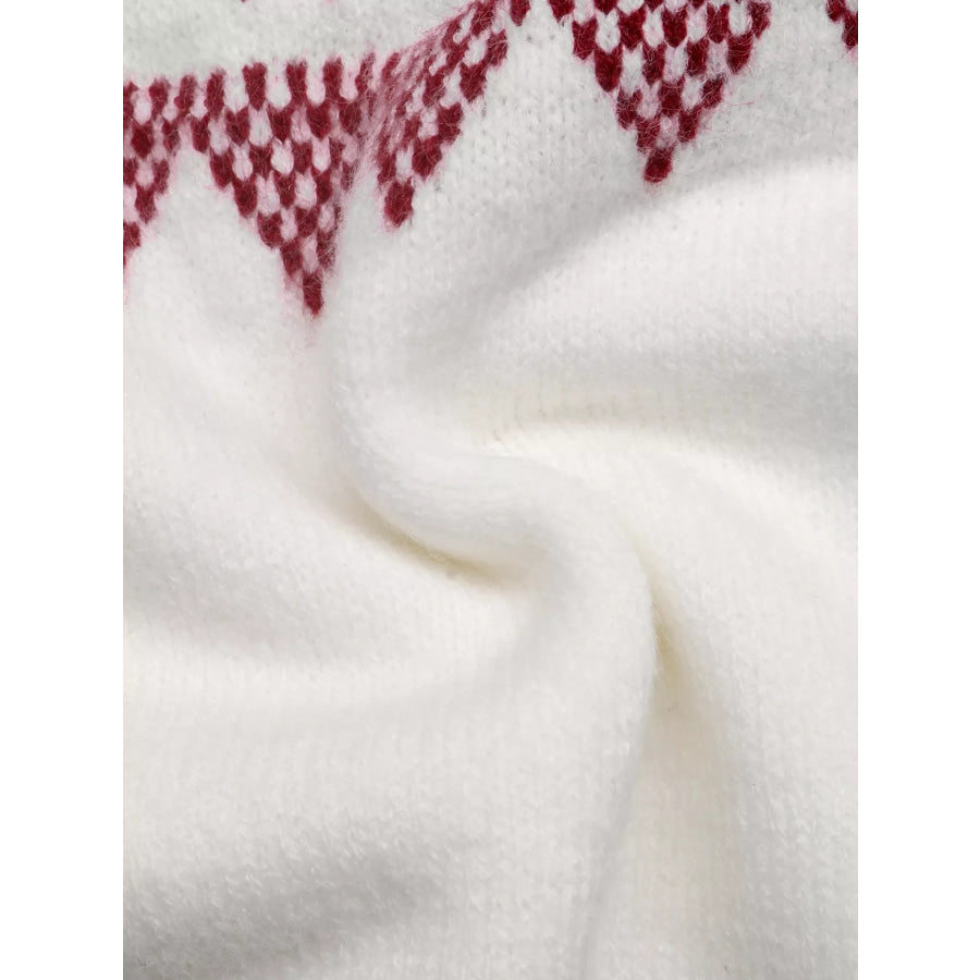 Geometric Crew Neck Knit Sweater Apparel and Accessories