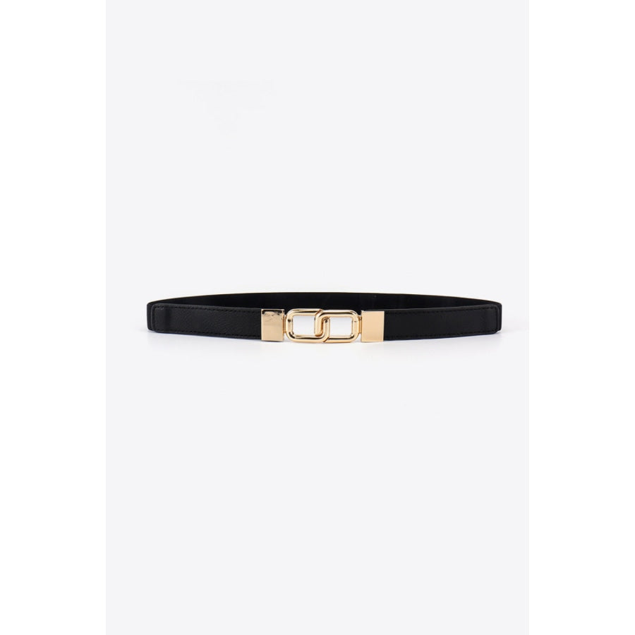 Geometric Double Buckle Elastic Belt Black / One Size