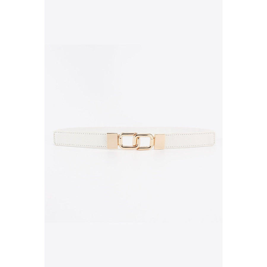 Geometric Double Buckle Elastic Belt White / One Size