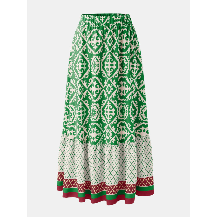 Geometric Elastic Waist Maxi Skirt Apparel and Accessories